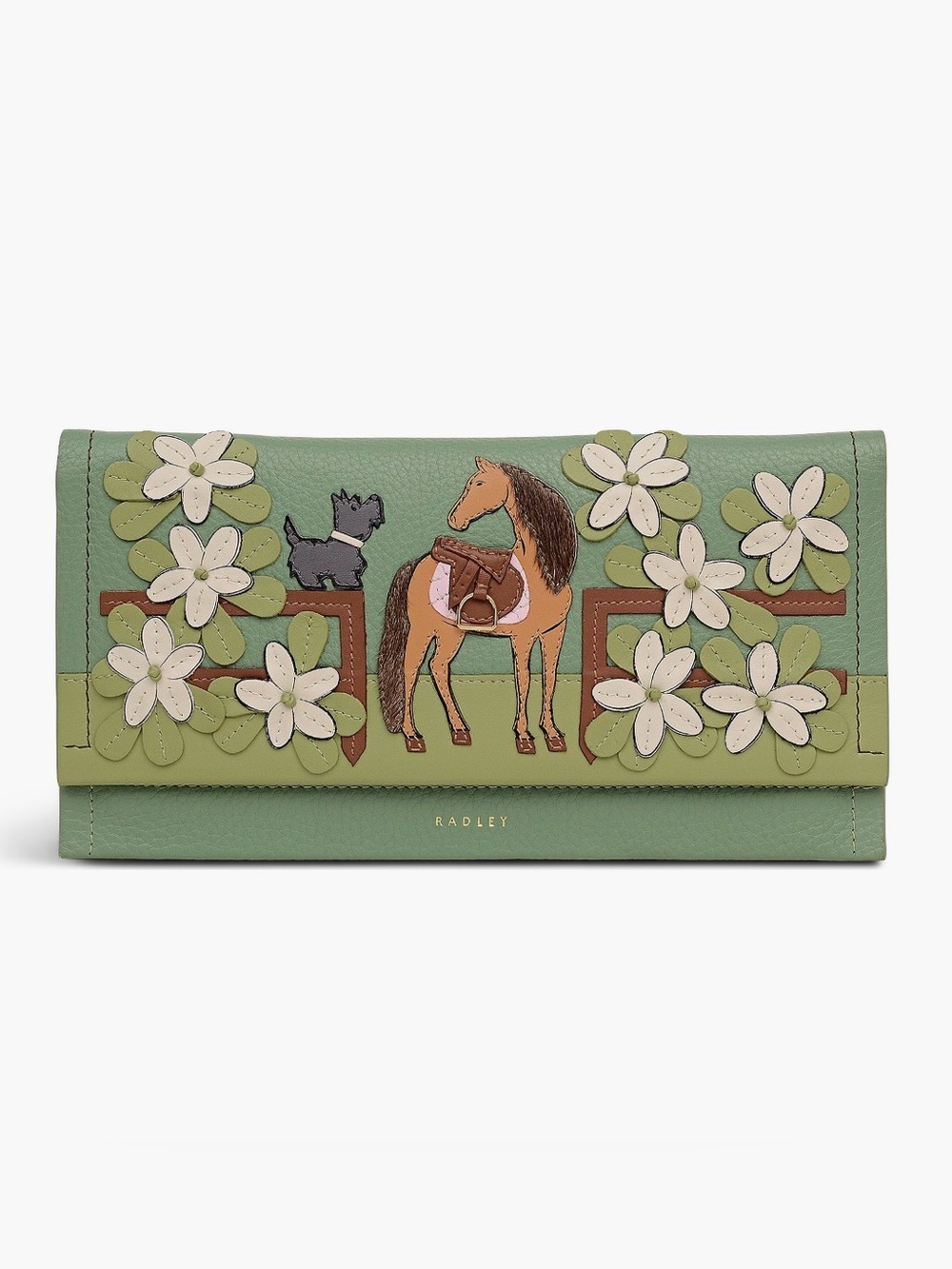 Collectable Radley Lunar 2026 Green Floral Horse Dog Appliqué Leather Wallet